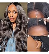 20 Inch Body Wave HD Lace Glueless Wigs Human Hair, 5x5 Invisible HD Lace Closure Wig C-Shape Ear...