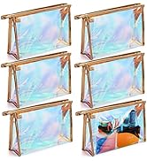 Okllen 6 Pack Holographic Makeup Bag, Iridescent Makeup Pouch Waterproof Cosmetic Zipper Bag Clea...