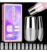 Medium Square Soft Gel Nail Tips, BORNBYME 600PCS Pre Buff Full Cover Shaped Nail Extenison Tips ...