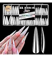 Long Stiletto Nail Tips - BettyCora Gel Nail Tips XXXL Extra Long Nail Tips for Acrylic Nails Tec...