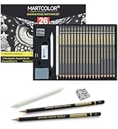 MARTCOLOR Drawing Sketching Pencil Set, 26 Pieces, Graphite Pencils (14B-4H), Charcoal Pencils, C...