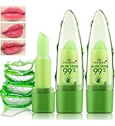 2 Pack Aloe Vera Lipstick, Long Lasting Lip Care Nutritious Plumper Lip Balm, Moisturizer Magic C...