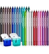 25 Color Eyeliner Pencil Set, Waterproof Eyeliner Pen Colorful Eyeliner with 2 Eyeliner Sharpener...