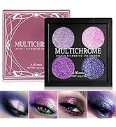 Afflano Multichrome Purple Glitter Eyeshadow Palette, Highly Pigmented Mineral Shimmer Duo Chrome...