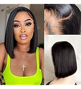 Kbeth Human Hair 12'' Bob Wig 13x4 Bob Lace Frontal Wig Straight Bob Wig Human Hair for Black Wom...