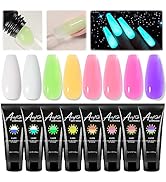 8 Colors Polygel Nail Luminous Poly Gel Nail Kit, Nail Extension Poly Gel Glow In The Dark Builde...