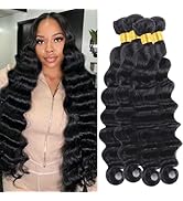 Taziza Human Hair Bundles Loose Deep Wave(18 20 22 24 Inch)100% Unprocessed Human Hair 4 Bundles ...