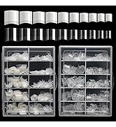 Buqikma Short Nail Tips - 1000PCS Nail Tips Short French Style Square Tips for Acrylic Nails Half...