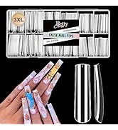 Tapered Square Nail Tips - BettyCora XXXL Clear Nail Tips Extra Long Sraight Full Cover Nail Tips...