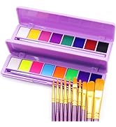 POPMISOLER 2 Packs Water Activated Eyeliner Palette High Pigmented Face Paint Palette Neon Eyelin...