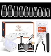 modelones Nail Tips and Glue Gel Kit, Gel x Nail Kit with 4-in-One Nail Glue, 500Pcs Nail Tips Ha...