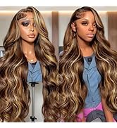 Honey Blonde Ombre Lace Front Wig Human Hair HD Body Wave Lace Front Wigs Human Hair 180 Density ...