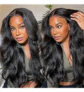 Ladoux 13x6 Lace Front Kinky Straight Wig HD Transparent Yaki Straight Frontal Closure Human Hair...