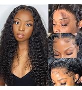 FIONAT Deep Wave Lace Front Wigs Human Hair 13x6 HD Lace Frontal Wigs Human Hair for Women 180% D...