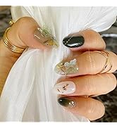 10 Pcs Butterfly Handmade Press on Nails for Women Girls,Glossy Colorful Long Coffin Aesthetic Ge...