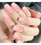 Medium Length Acrylic Press on Nails Pink Square Acrylic Nails Artificial Fake Nails Pink Full Co...
