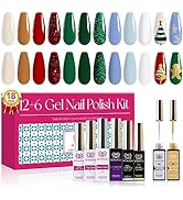 Arousar Christmas Gel Nail Polish, 18pcs glitter Red Green Gel Polish,2pcs Art Gel Liner and 6pcs...
