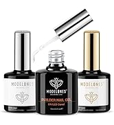 modelones Builder Nail Gel with Gel Top and Base Coat, 3Pcs Gel Nail Kit for Nail Thickening Apex...