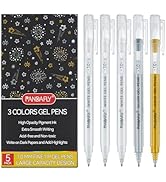 PANDAFLY Gold Silver White Gel Pens, 1mm Fine Point Gel Ink Pen for Art Highlight & Artists Drawi...