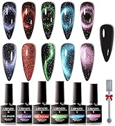 Lawnite 9D Cat Eye Gel Nail Polish Set Holographic Magnetic Nail Polish, 5 Colors Cateye Gel Poli...