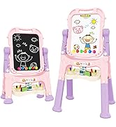 Amagoing Easel for Kids, Adjustable Standing Art Easel for Toddler, Double Magnetic Drawing Board...