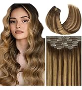 Anrosa Balayage Seamless Clip in Hair Extensions Human Hair Thick True Double PU Weft Clip on 100...