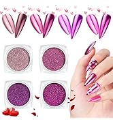 Beetles Chrome Nail Powder 4 Colors 0.5g/Jar Pink Craze Nail Powder Mirror Effect Nail Manicure H...