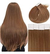 Anrosa 100% Natural Real Hair Extensions Tape in Human Hair Double Side Seamless Tape in Remy Hai...