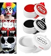 Afflano Halloween Makeup Body Paint Red Black White Face Paint, Large Professional Red White Blac...