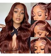 13x6 HD Reddish Brown Lace Front Wigs Human Hair Body Wave Reddish Brown Wig Human Hair Auburn Co...