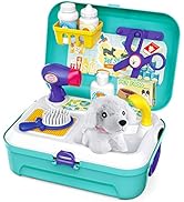 Pet Care Play Set Dog Grooming Kit with Backpack Doctor Set Vet Kit Educational Toy-Pretend Play ...