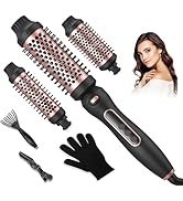 3 in 1Hair Curling Brush Hair Curling Comb Fast Heating Thermal Brush (Pink Black)