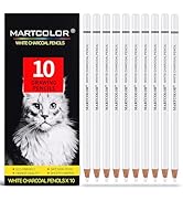 MARTCOLOR White Charcoal Pencils for Drawing, Professional 10 Pieces White Colored Pencils for Sk...