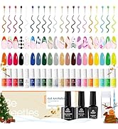 Beetles Gel Polish Nail Art Polish Set Gel Liner Nail Polish White Black Red Silver Nude Glitter ...