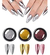3 Colors Chrome Nail Powder Set Reflective Glitter Metallic Mirror Effect for Nails Art Design 3D...