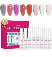 Arousar Gel Polish, 8 Colors Jelly Purple White Starter Kit, All Seasons Neutral Colors Soak Off ...