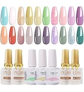 ARTE CLAVO 24 PCS Pastel Gel Nail Polish-Reflective Gel Nail Polish Glitter Pink Blue Yellow Gel ...