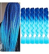 jiefeng 6 PCS/Lot Braiding Hair Extensions for Women 24 Inch High Temperature Synthetic Ombre Jum...