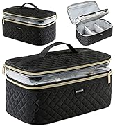 AMOIGEE Large Makeup Bag, Travel Makeup Bag Organizer, Double Layer Train Case Makeup Bag, Toilet...