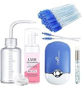 AREMOD Eyelash Cleanser for Extensions, Lash Shampoo Kit with Lash Fan, 50ml Lash Shampoo,Eyelash...