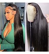 13x4 Straight Lace Front Wigs Human Hair Hd Transparent 26 Inch Straight Frontal Wig for Women Gl...