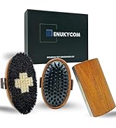 Wooden Pet Grooming Kit for Short-Haired & Double-Coated Dogs Cats Horses- Includes Bristle Brush...