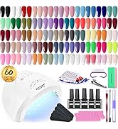JODSONE 55 Colors Gel Nail Polish Kit with UV Light Base and Matte Glossy Top Coat Nail Gel Polis...