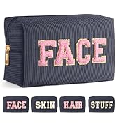 MAGEFY Small Makeup Bag for Purse Portable Makeup Pouch with Compartments Corduroy Make up Bag fo...