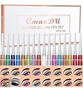 BONNIE CHOICE 16 Colors Glitter Eyeliner Liquid Set, Metallic Shimmer Glitter Eyeshadow, Waterpro...