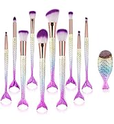 Makeup Brush Set 11pcs, Premium Synthetic Mermaid Make Up Brushes for Blush Highlight Concealer F...