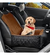 IFurffy Dog Car Seat, Pet Car Seat with Storage Pockets and Clip-On Safety Leash, Washable Coral ...