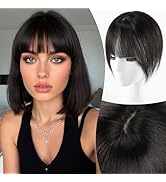 EMMOR 10 Inch Clip in Bangs, 100% Human Hair Bangs Hair Clip with 3 Secure Clips, 360°Cover Top H...