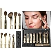 BEILI Travel Eye Makeup Brushes Set 8pcs Removable Double Sided Makeup Brush with Mirror Box & Re...