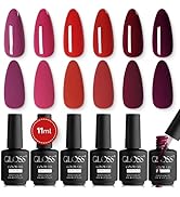 GLOSS HEMA Free Gel Polish Set | 6 Pcs Red Gel Nail Polish with Raspberry, Maroon, Ruby, Red, Bur...